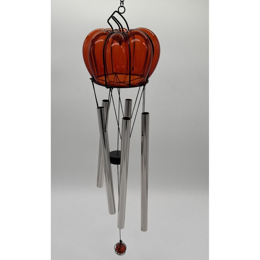 Wind Chime Glass Pumkin Fall Autumn‎ Decor